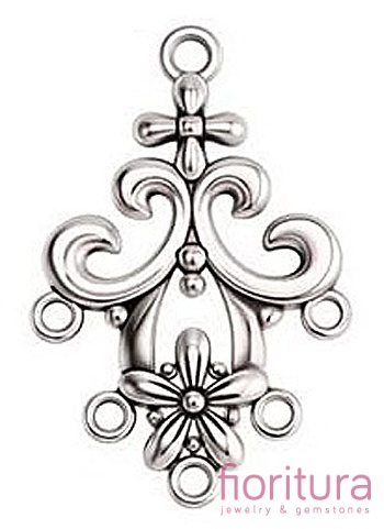 PODSTAWA KOLCZYKA KWIAT 35x24x2MM KOLOR STARE SREBRO