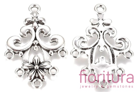 PODSTAWA KOLCZYKA KWIAT 35x24x2MM KOLOR STARE SREBRO