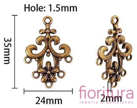 PODSTAWA KOLCZYKA KWIAT 35x24x2MM KOLOR STARE SREBRO