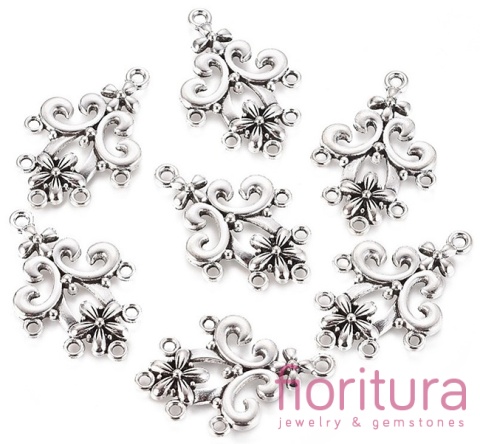 PODSTAWA KOLCZYKA KWIAT 35x24x2MM KOLOR STARE SREBRO