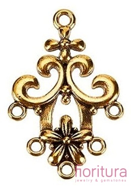 PODSTAWA KOLCZYKA KWIAT 35x24x2MM KOLOR ANTYCZNE ZŁOTO