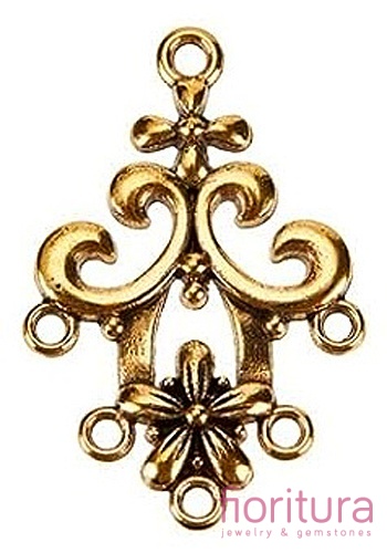 PODSTAWA KOLCZYKA KWIAT 35x24x2MM KOLOR ANTYCZNE ZŁOTO