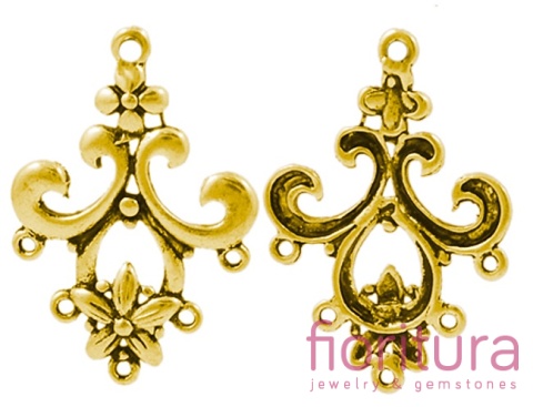 PODSTAWA KOLCZYKA KWIAT 35x24x2MM KOLOR ANTYCZNE ZŁOTO