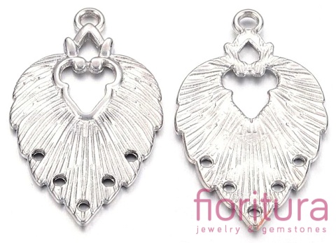 PODSTAWA KOLCZYKA  LISTEK 34x20x1,5MM KOLOR PLATINUM 