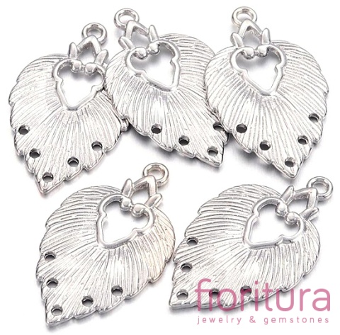 PODSTAWA KOLCZYKA  LISTEK 34x20x1,5MM KOLOR PLATINUM 