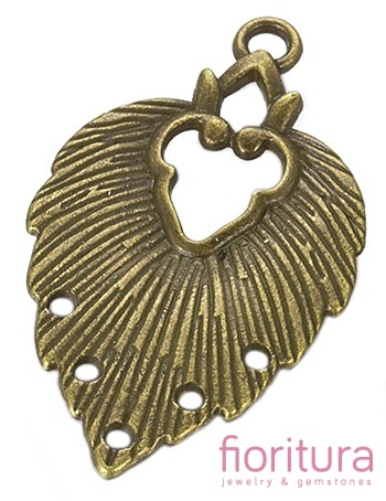 PODSTAWA KOLCZYKA  LISTEK 34x20x1,5MM KOLOR STARE ZŁOTO