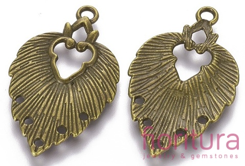 PODSTAWA KOLCZYKA  LISTEK 34x20x1,5MM KOLOR STARE ZŁOTO