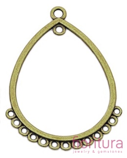 PODSTAWA KOLCZYKA  ŁEZKA 47x36x1,5MM KOLOR STARE ZŁOTO 