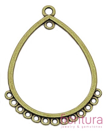 PODSTAWA KOLCZYKA  ŁEZKA 47x36x1,5MM KOLOR STARE ZŁOTO 