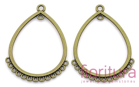 PODSTAWA KOLCZYKA  ŁEZKA 47x36x1,5MM KOLOR STARE ZŁOTO 