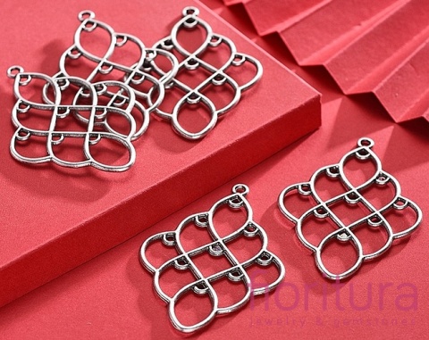 PODSTAWA KOLCZYKA ROMB 51x36x2MM KOLOR STARE SREBRO