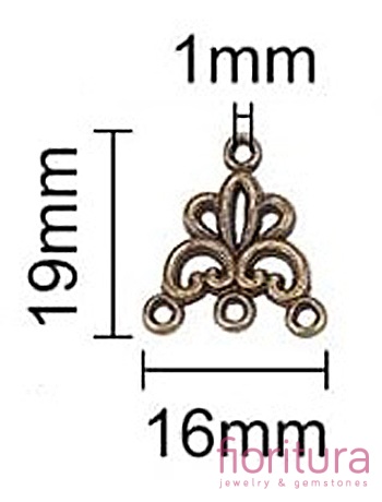 PODSTAWA KOLCZYKA, ROZDZIELACZ 19x16x2MM KOLOR STARE ZŁOTO
