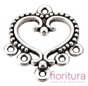 PODSTAWA KOLCZYKA SERCE, ROZDZIELACZ 19x21x1,7MM KOLOR STARE SREBRO