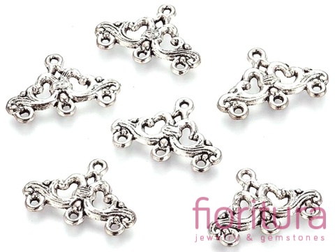 PODSTAWA KOLCZYKA ROZDZIELACZ NA TRZY 23x16MM KOLOR STARE SREBRO