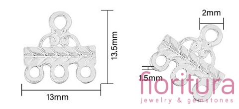 ROZDZIELACZ NA TRZY PODSTAWA KOLCZYKA 13,5x13x1,5MM KOLOR SREBRNY