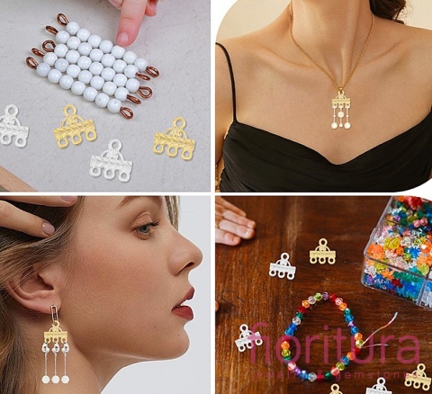 ROZDZIELACZ NA TRZY PODSTAWA KOLCZYKA 13,5x13x1,5MM KOLOR SREBRNY