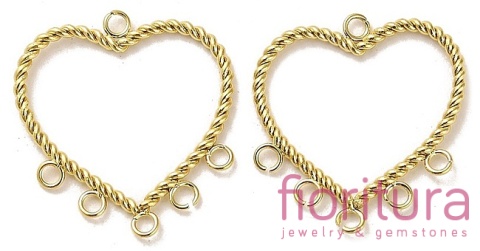 PODSTAWA KOLCZYKA SERCE 19x18,5x1MM KOLOR ZŁOTY