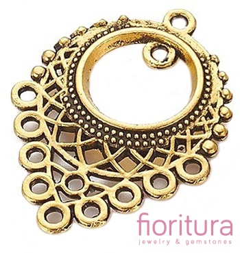 PODSTAWA KOLCZYKA Z PĘTELKAMI 34x25,5x2,2MM KOLOR ANTYCZNE ZŁOTO