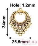 PODSTAWA KOLCZYKA Z PĘTELKAMI 34x25,5x2,2MM KOLOR ANTYCZNE ZŁOTO