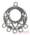 PODSTAWA KOLCZYKA Z SERDUSZKAMI 24x20x2MM KOLOR STARE SREBRO