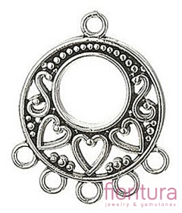 PODSTAWA KOLCZYKA Z SERDUSZKAMI 24x20x2MM KOLOR STARE SREBRO