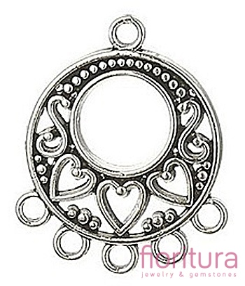 PODSTAWA KOLCZYKA Z SERDUSZKAMI 24x20x2MM KOLOR STARE SREBRO