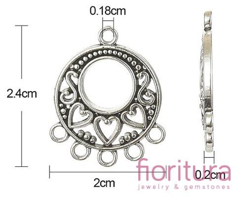 PODSTAWA KOLCZYKA Z SERDUSZKAMI 24x20x2MM KOLOR STARE SREBRO