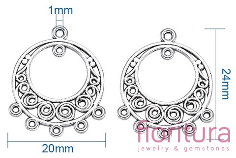 PODSTAWA KOLCZYKA WIRY 24x20x1MM KOLOR STARE SREBRO