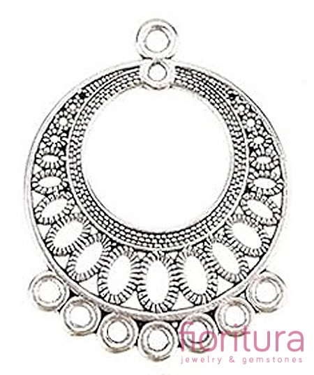 PODSTAWA KOLCZYKA Z SERDUSZKAMI 37,5x29x1MM KOLOR STARE SREBRO