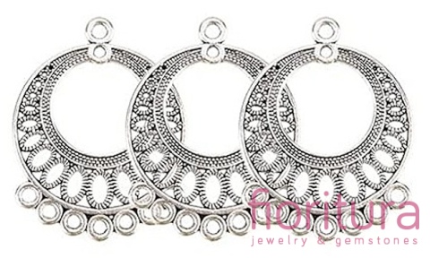 PODSTAWA KOLCZYKA Z SERDUSZKAMI 37,5x29x1MM KOLOR STARE SREBRO