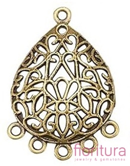 PODSTAWA KOLCZYKA 37x26,5x1,5MM KOLOR STARE ZŁOTO