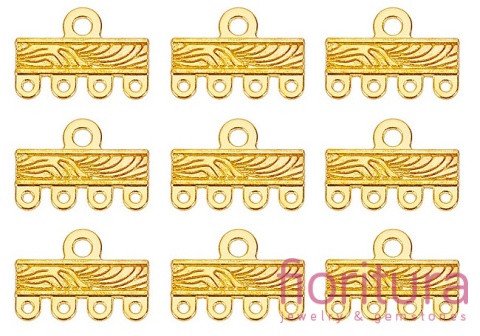 ROZDZIELACZ NA CZTERY PODSTAWA KOLCZYKA 11,5x16x1MM KOLOR ZŁOTY