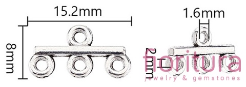 ROZDZIELACZ NA TRZY PODSTAWA KOLCZYKA 8,5x15,5x2MM KOLOR STARE SREBRO