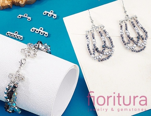 ROZDZIELACZ NA PIĘĆ PODSTAWA KOLCZYKA 8,5x19,5x2MM KOLOR STARE SREBRO