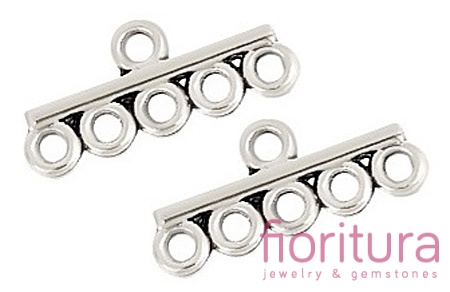 ROZDZIELACZ NA PIĘĆ PODSTAWA KOLCZYKA 8,5x19,5x2MM KOLOR STARE SREBRO