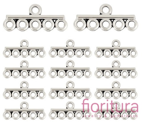ROZDZIELACZ NA PIĘĆ PODSTAWA KOLCZYKA 8,5x19,5x2MM KOLOR STARE SREBRO