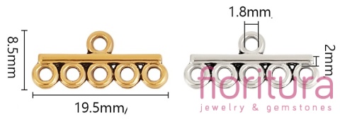 ROZDZIELACZ NA PIĘĆ PODSTAWA KOLCZYKA 8,5x19,5x2MM KOLOR ANTYCZNE ZŁOTO