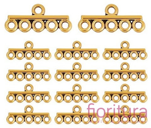 ROZDZIELACZ NA PIĘĆ PODSTAWA KOLCZYKA 8,5x19,5x2MM KOLOR ANTYCZNE ZŁOTO