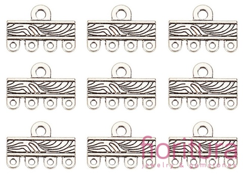 ROZDZIELACZ NA CZTERY PODSTAWA KOLCZYKA 11,5x16x1MM KOLOR STARE SREBRO