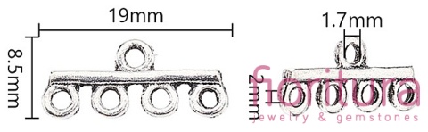 ROZDZIELACZ NA CZTERY PODSTAWA KOLCZYKA 8,5x19x2MM KOLOR STARE SREBRO