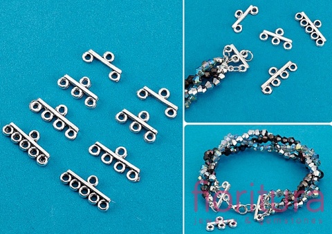 ROZDZIELACZ NA CZTERY PODSTAWA KOLCZYKA 8,5x19x2MM KOLOR STARE SREBRO