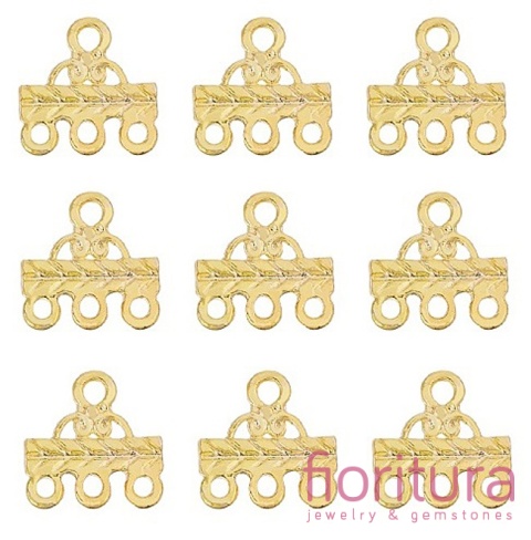 ROZDZIELACZ NA TRZY PODSTAWA KOLCZYKA 13,5x13x1,5MM KOLOR ZŁOTY