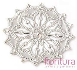 BAZA, ŁĄCZNIK,ZAWIESZKA FILIGRAN KWIAT 34x34x1MM KOLOR PLATYNA