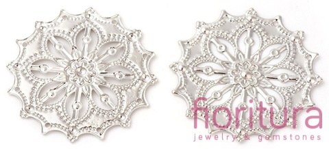 BAZA, ŁĄCZNIK,ZAWIESZKA FILIGRAN KWIAT 34x34x1MM KOLOR PLATYNA