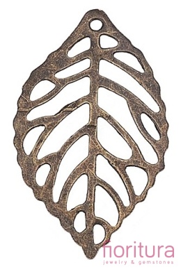 BAZA, ŁĄCZNIK,ZAWIESZKA FILIGRAN LIŚĆ 34x20x0,2MM KOLOR STARE ZŁOTO