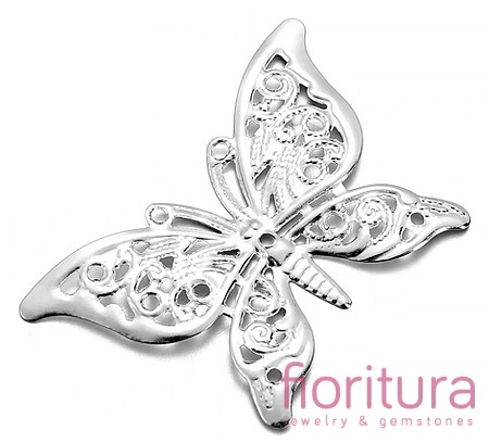 BAZA, ŁĄCZNIK,ZAWIESZKA FILIGRAN MOTYL 37,5x26,5x0,5MM KOLOR STARE SREBRO