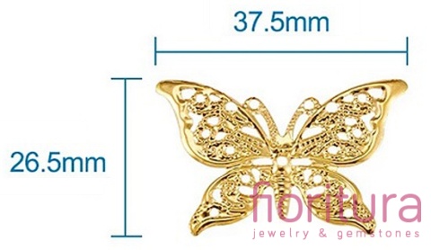 BAZA, ŁĄCZNIK,ZAWIESZKA FILIGRAN MOTYL 37,5x26,5x0,5MM KOLOR STARE SREBRO