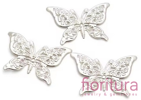 BAZA, ŁĄCZNIK,ZAWIESZKA FILIGRAN MOTYL 37,5x26,5x0,5MM KOLOR STARE SREBRO
