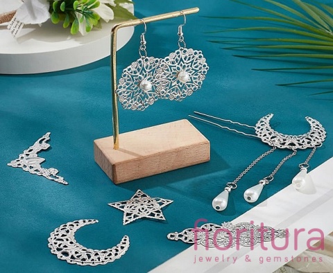 BAZA, ŁĄCZNIK,ZAWIESZKA FILIGRAN MOTYL 37,5x26,5x0,5MM KOLOR STARE SREBRO