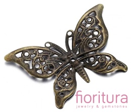 BAZA, ŁĄCZNIK,ZAWIESZKA FILIGRAN MOTYL 37,5x26,5x0,5MM KOLOR STARE ZŁOTO